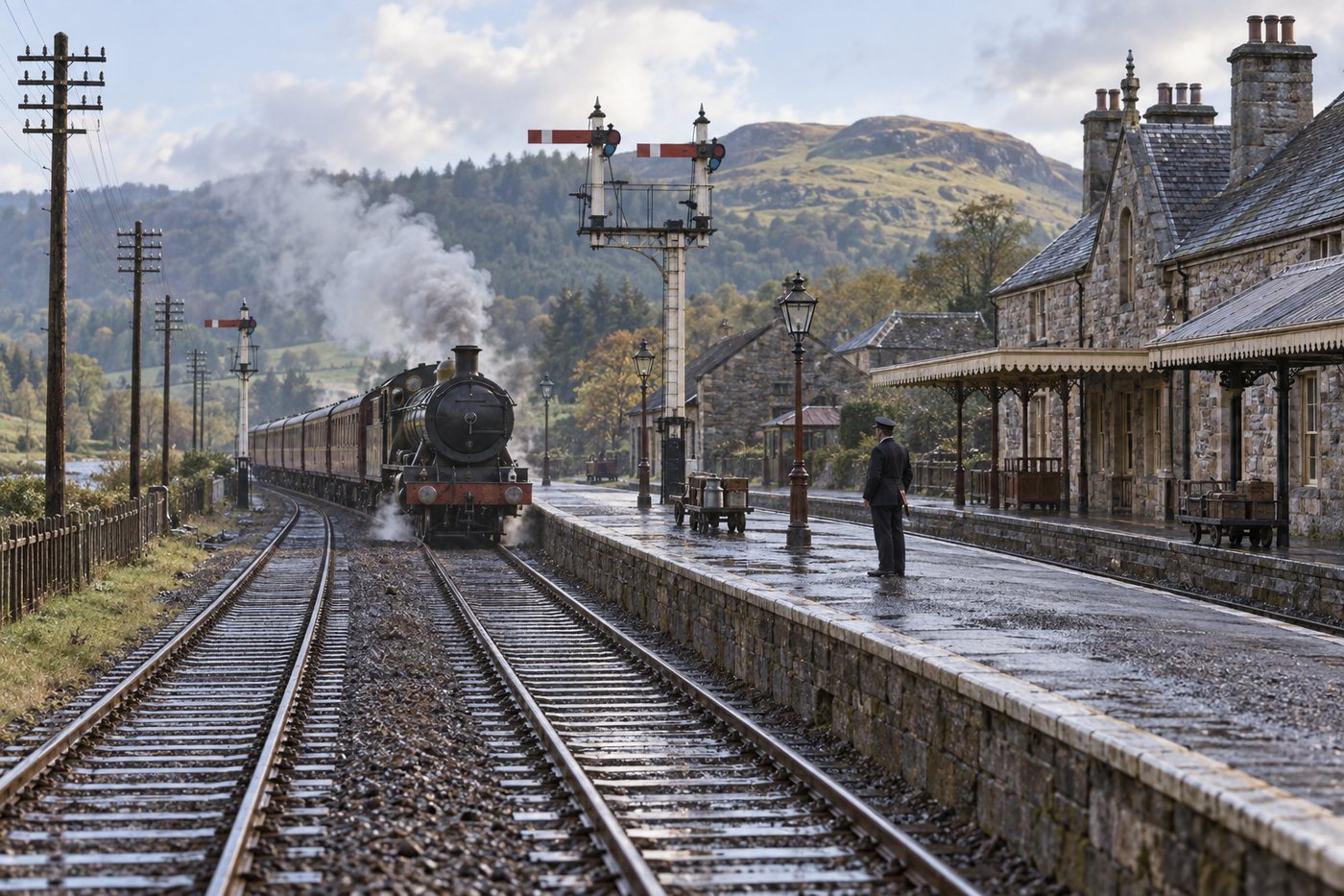 Interpretive reconstruction of the doubled railway near Doune