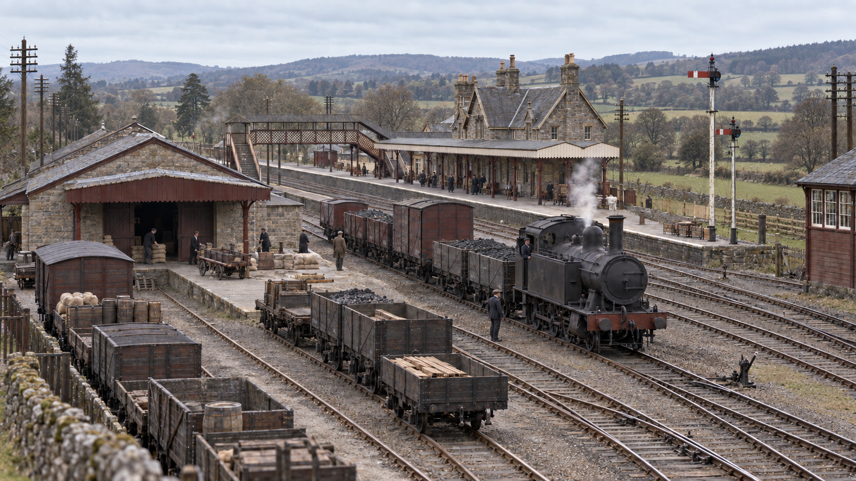 Interpretive reconstruction of Doune goods yard after the 1902 enlargement