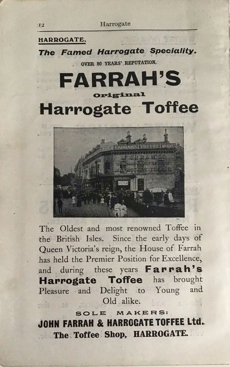 Farrah's grocery shop advertisement published in 1923