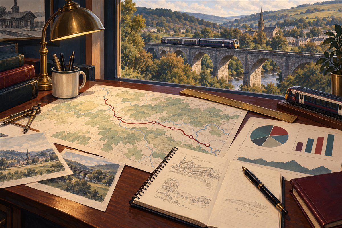 Interpretive illustration for Borders Railway Baseline Study