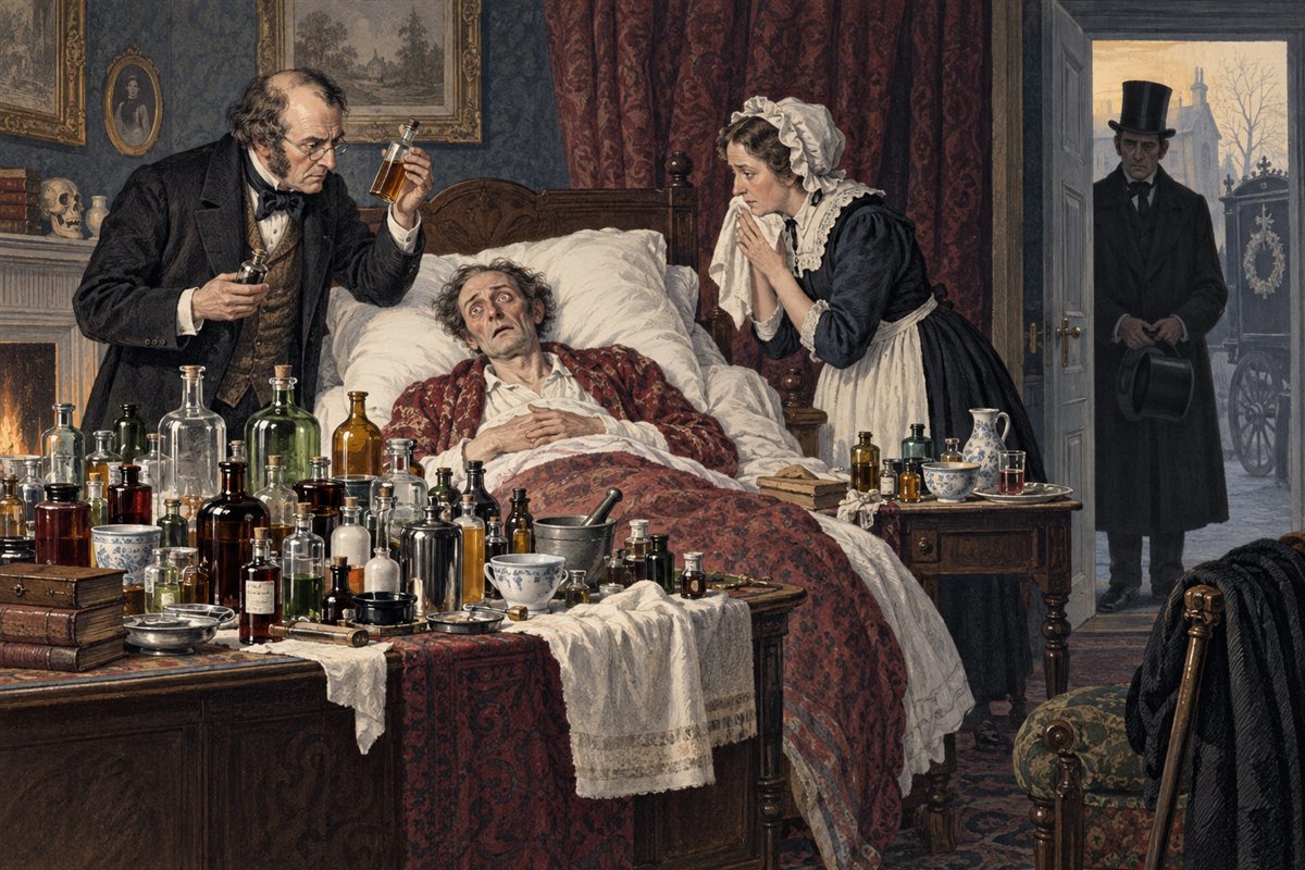 Interpretive illustration for A Patient, Many Drugs and an Undertaker