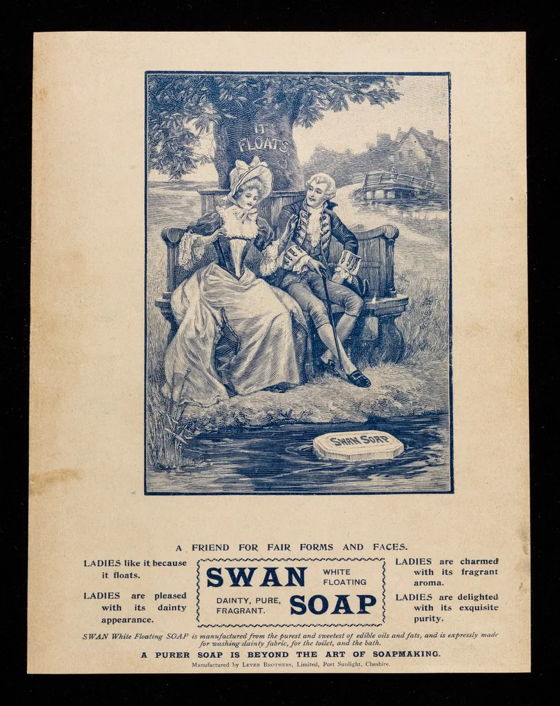 Two-sided leaflet advertising Swan Soap and Ogden's Guinea Gold cigarettes