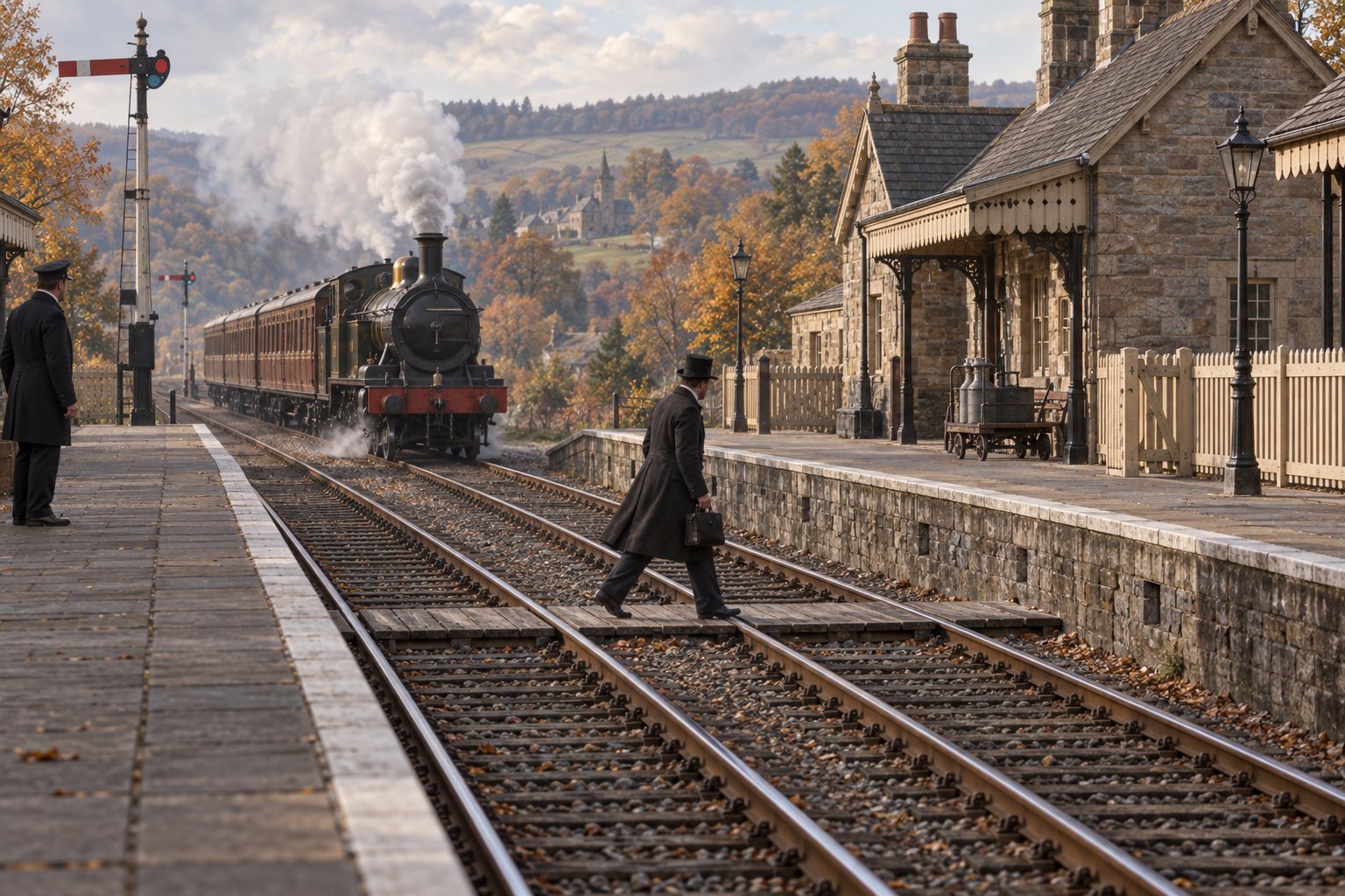 Interpretive reconstruction of the railway at St Boswells in 1868