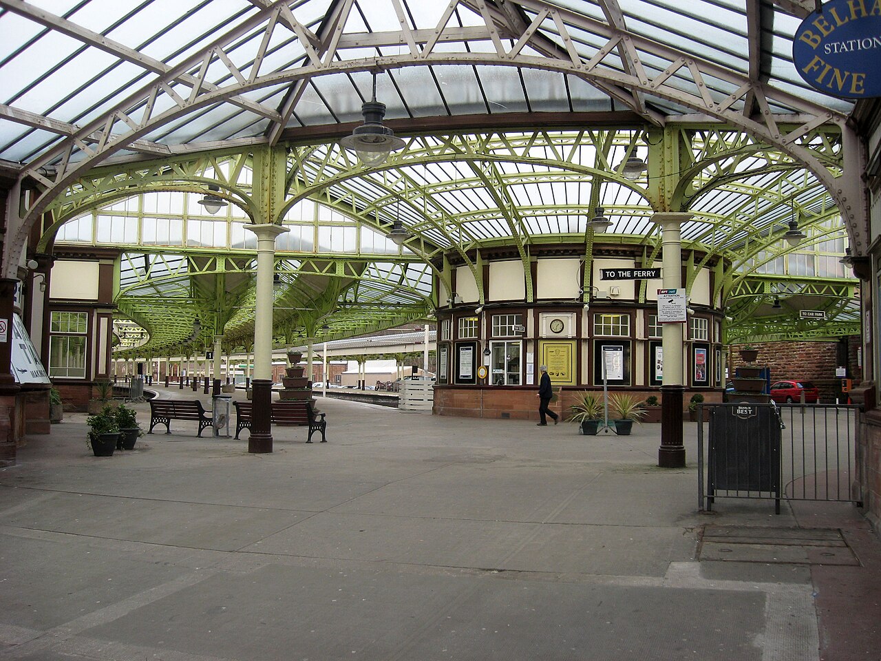 The sweeping glazed concourse and ironwork inside Wemyss Bay station